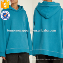 Sudadera con capucha caida azul del algodón del hombro OEM / ODM Fabricación al por mayor Ropa de las mujeres de la moda (TA7022H)